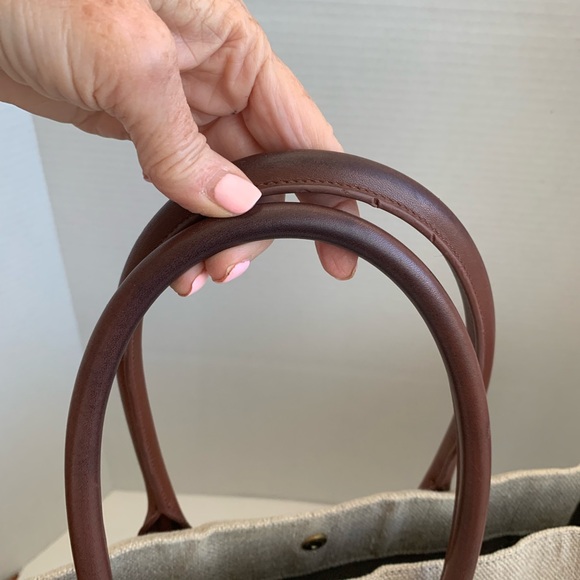 PRELOVED SAINT LAURENT RIVE GAUCHE TOTE BEIGE LINEN AND LEATHER - Picture 6 of 11